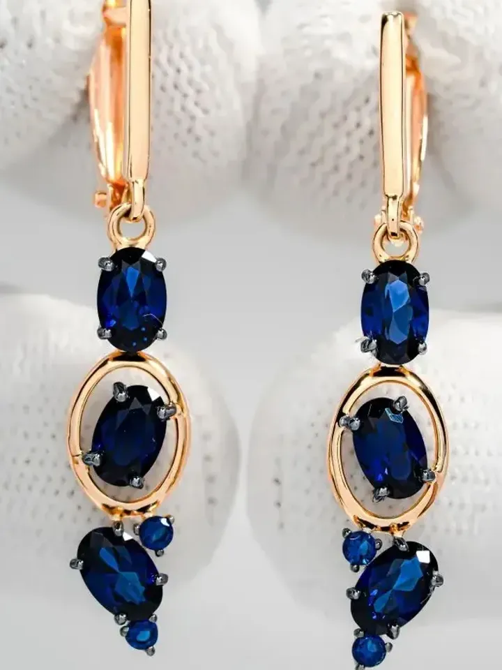 Earrings Jewelry silver gilded 925 samples with corundum sapphire