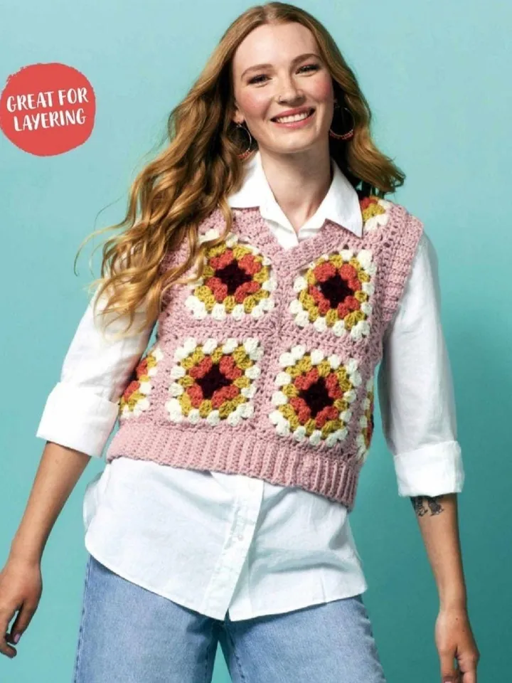 Vest crochet pattern, granny square vest crochet pattern, summer waistcoat crochet pdf