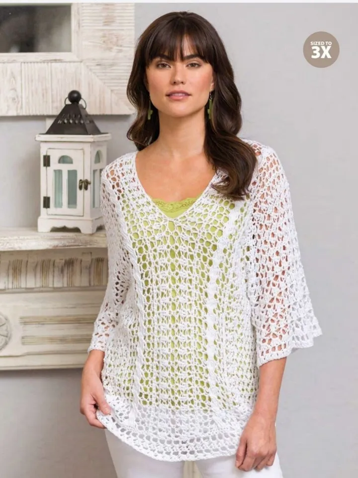 Tunic crochet pattern, top crochet pattern, summer lace crochet tunic pdf