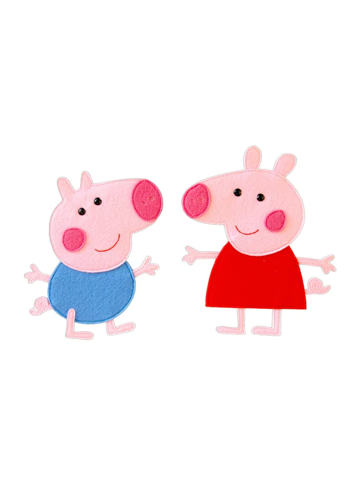 Peppa Pig family and friends from felt, PDF Pattern and Tutorial