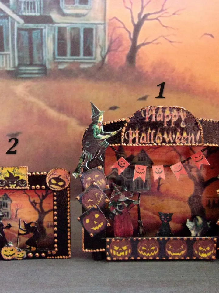 Puppet theater for Halloween. Dollhouse miniature. Handmade. 1:12. Halloween.
