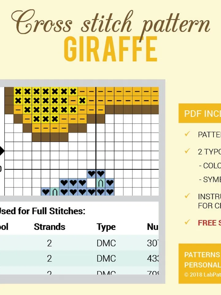 Giraffe Cross stitch pattern Baby Cloud Animal Funny Kids Yellow Cross stitch pattern Corn Yellow Magic PDF Format Instant Download Modern