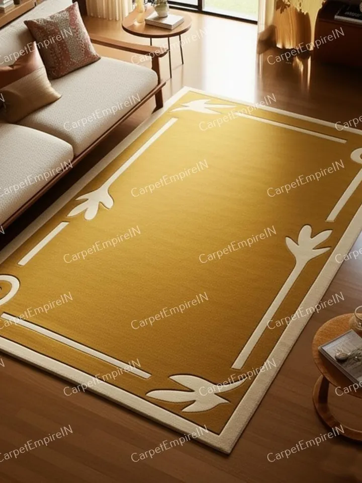 Buy 9x12 Leaf Design Area Rug Hand-Tufted 100% Wool Handmade Carpet for Home, Bedroom Rug, Living Room Rug, kids rug, yellow rug,