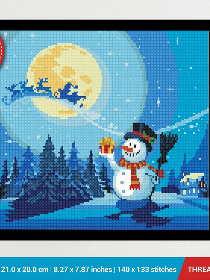 Snowman Cross stitch pattern | Embroidery Pattern | Instant Download | Embroidery Designs