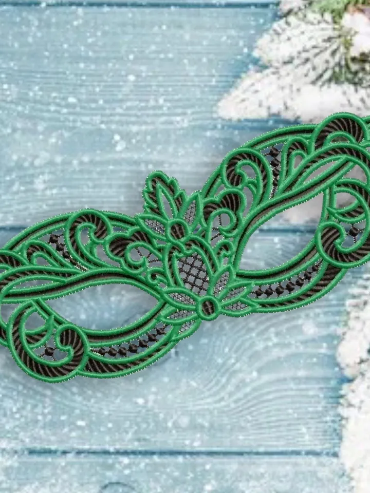 Free Standling Lace Masquerade mask FSL Christmas machine embroidery design digital embroidery pattern
