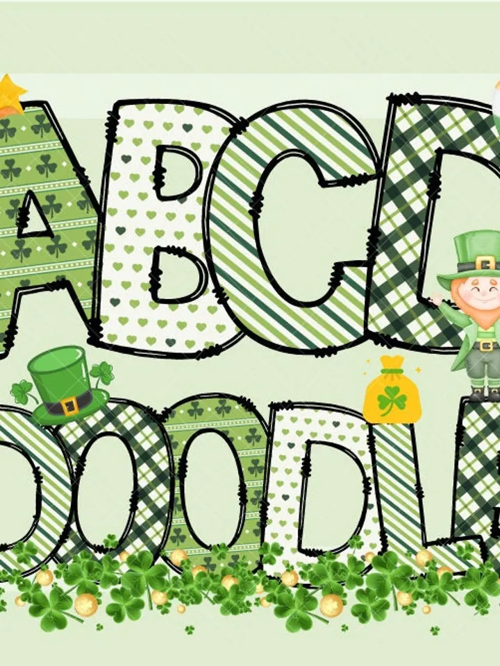 St Patrick's Day Alphabet PNG, Shamrock Alphabet Clip Art,ST Patricks Day, Digital File, Patrick's Day Sublimation, Png Digital Sublimation