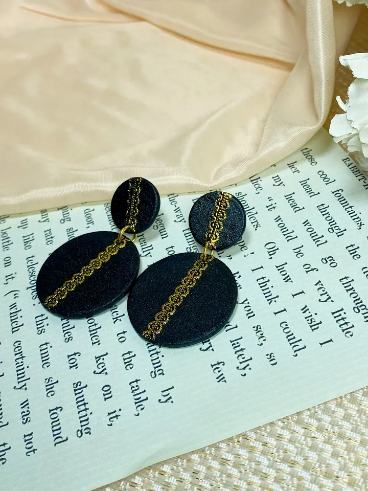 Handmade matte black earrings.Handmade jewelry. Designer earrings.