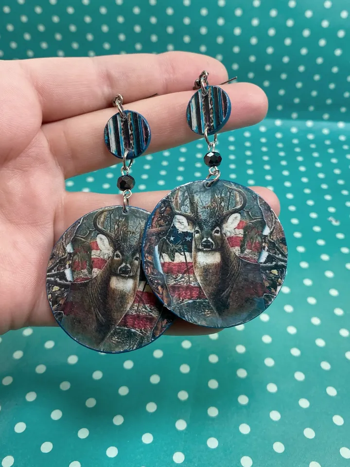 Original handmade earrings. Handmade jewelry. Author's earrings. Handmade. Earrings with deer.
