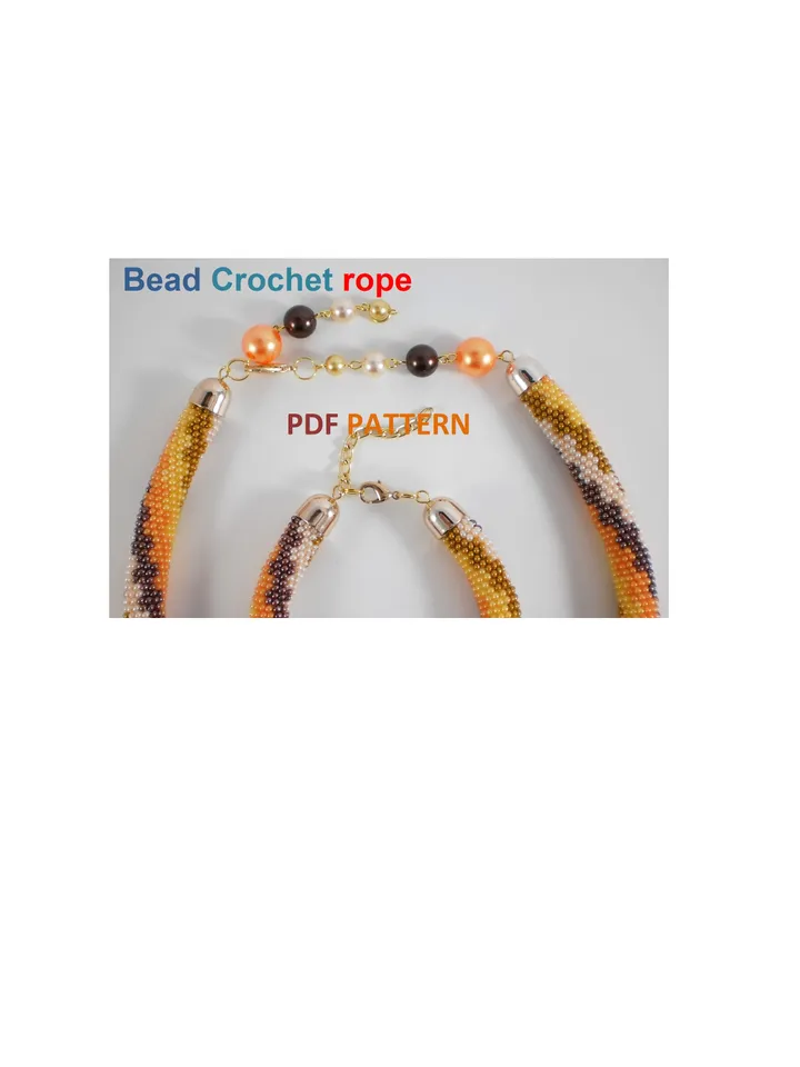 Bead crochet rope pattern «Nodules» necklace and bracelet, DIY, Instant Download, PDF fail
