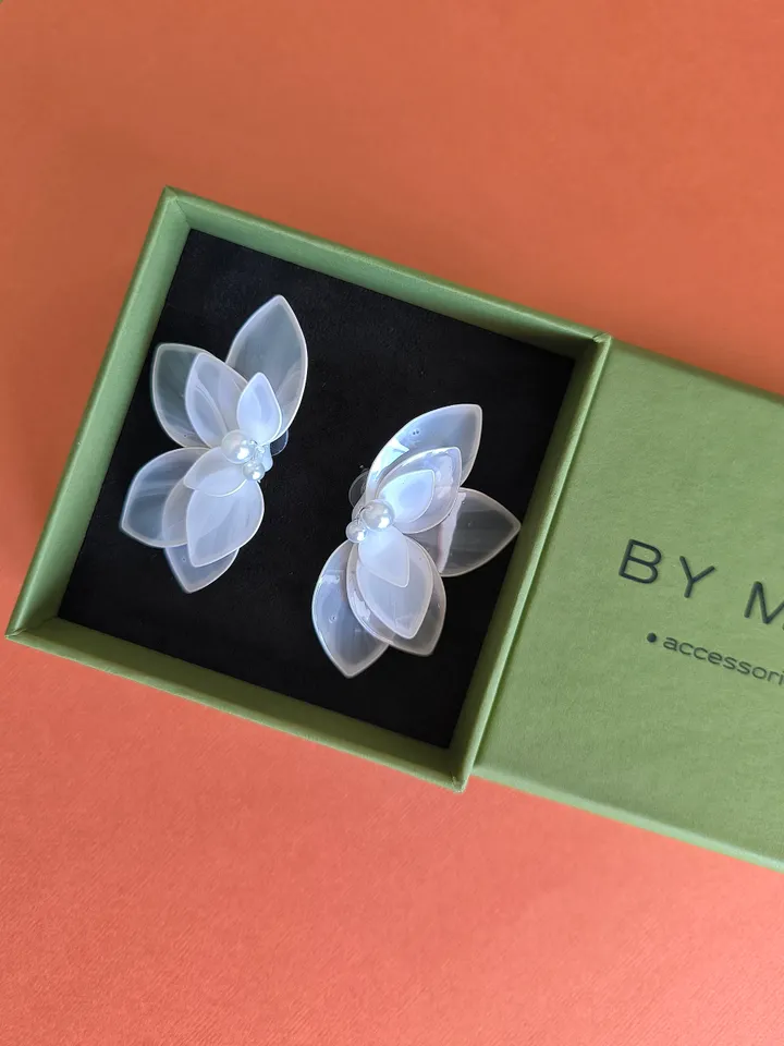 Wedding earrings, flower earrings, handmade resin flower, bridal earrings floral