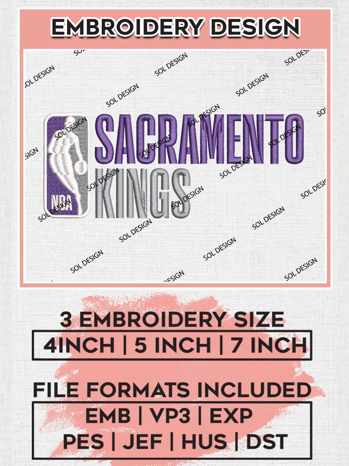 Sacramento Kings Logo Embroidery Design Download, NBA Sacramento Kings Embroidery Designs, NBA Machine Embroidery Designs, NBA Embroidery Design, NBA Logo, Digital Download