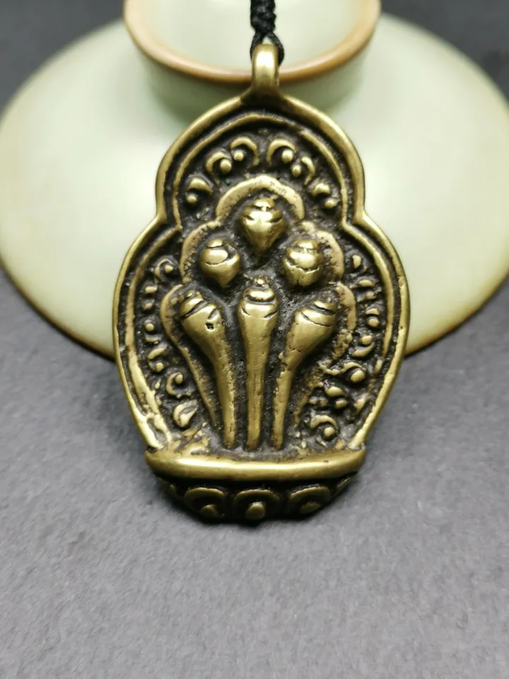 Gandhanra Antique Tibetan Buddhist Amulet,Mani Jewel Badge/Wish Fulfilling Cintamani Pendant,80 Years Old