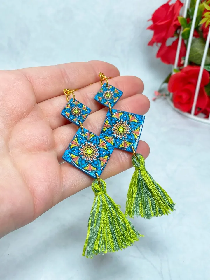 Handmade fringe earrings.