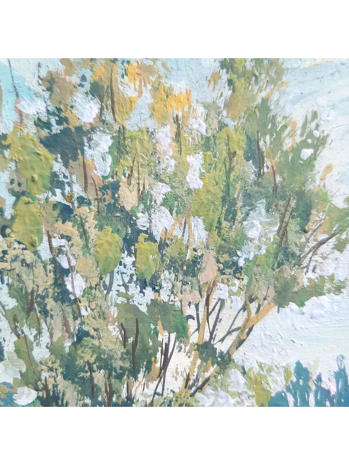 Tree Painting 7x5" Wildflower Landscape Small Artwork ORIGINAL Painting Impressionist Summer ART Signed by artist Marina Chuchko