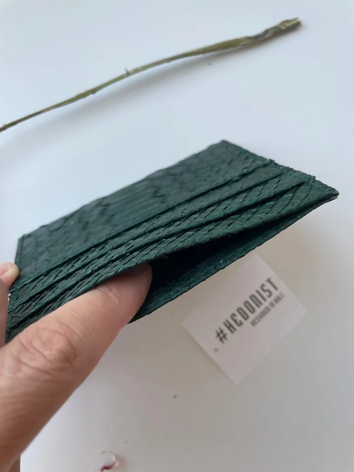 Genuine python skin creditcards holder | business cads holder dark green colour unisex wallet small | gift idea exotic python skin leather