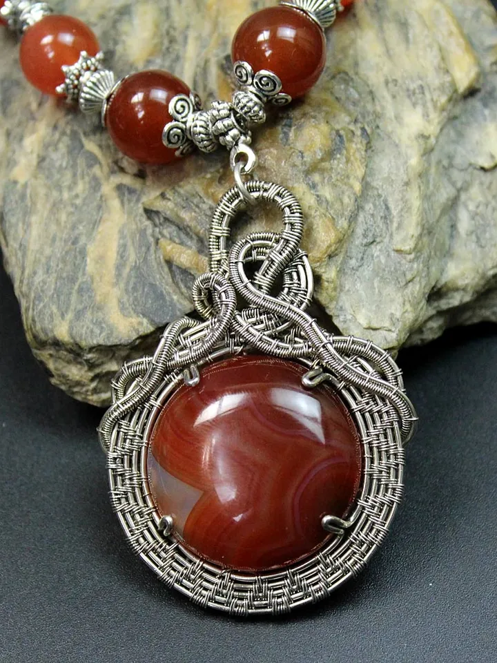 Handmade necklace with natural stones.