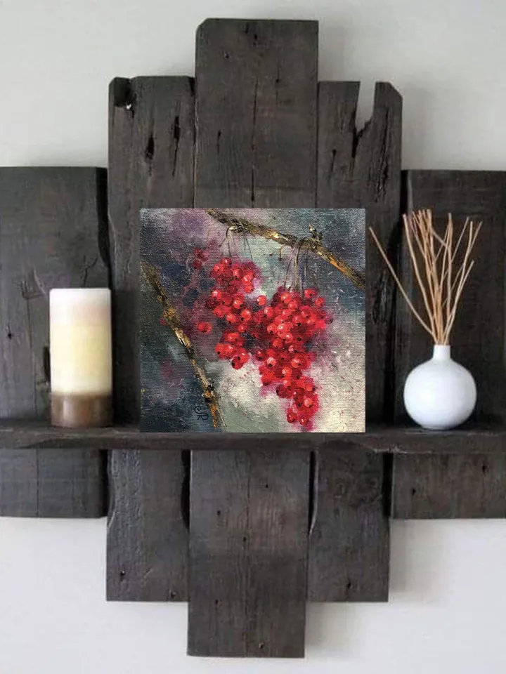 Fruits Original Painting Berries Oil Wall Art Kitchen Still life