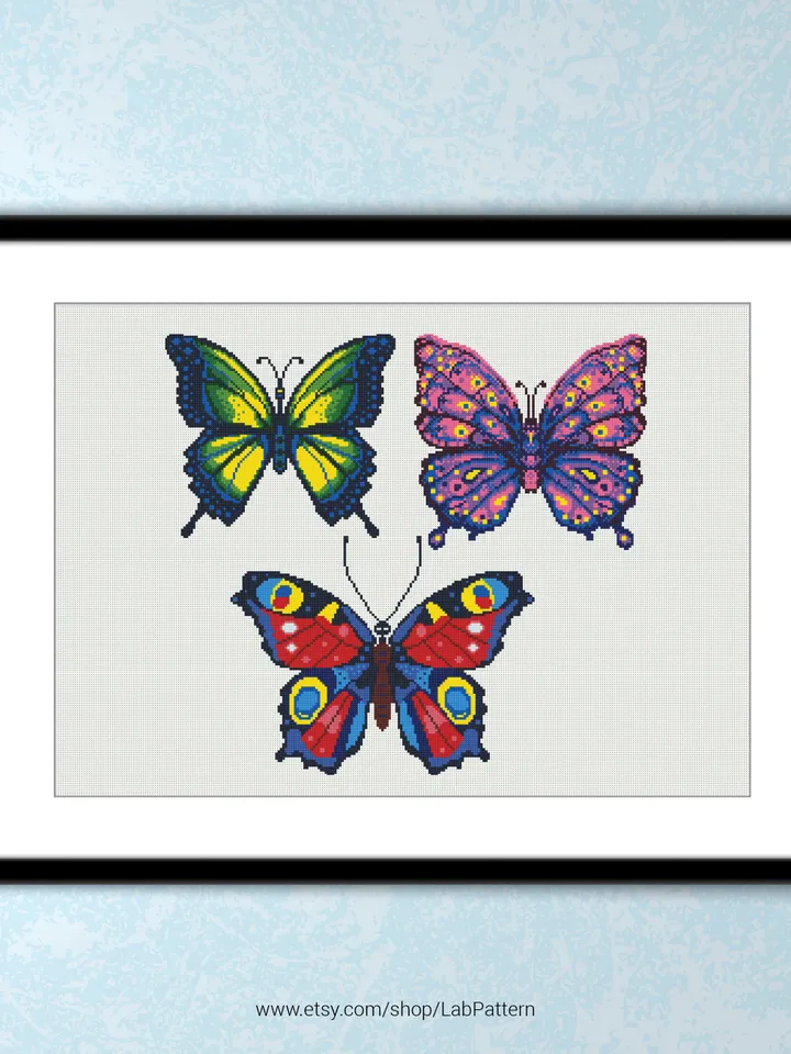 Butterfly Bundle of 3 Cross stitch pattern | Embroidery Pattern | Instant Download | Embroidery Designs