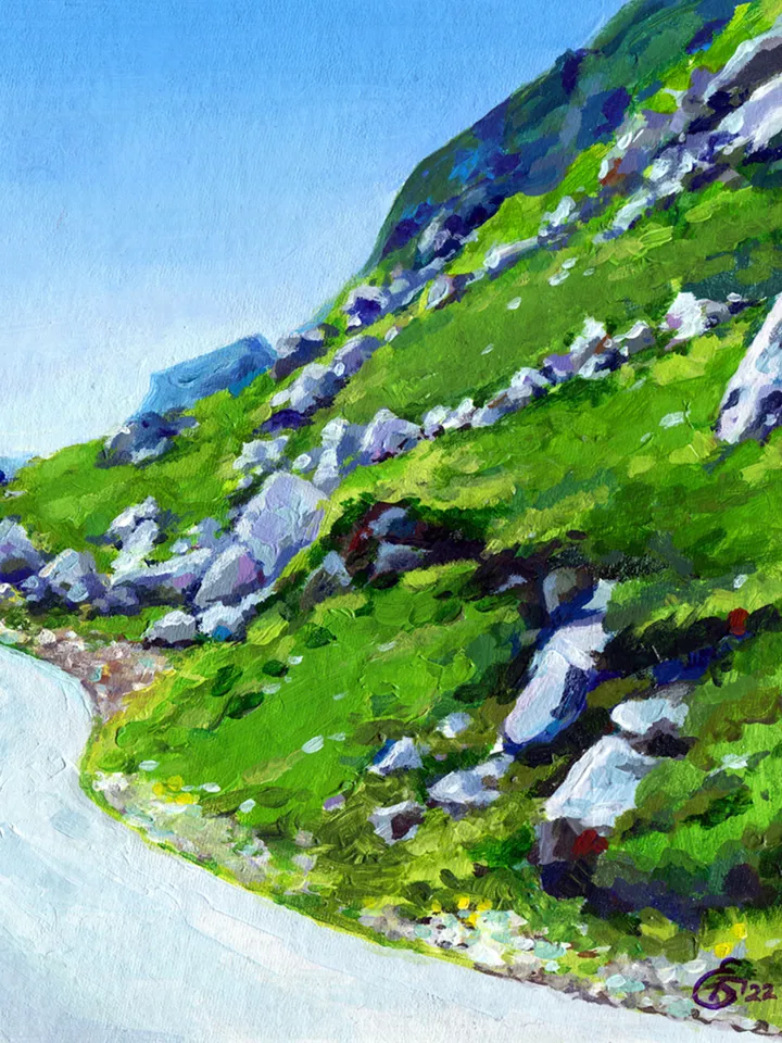 Mountain landscape, Mountain road, Montenegro, Original 20x30cm acrylic painting