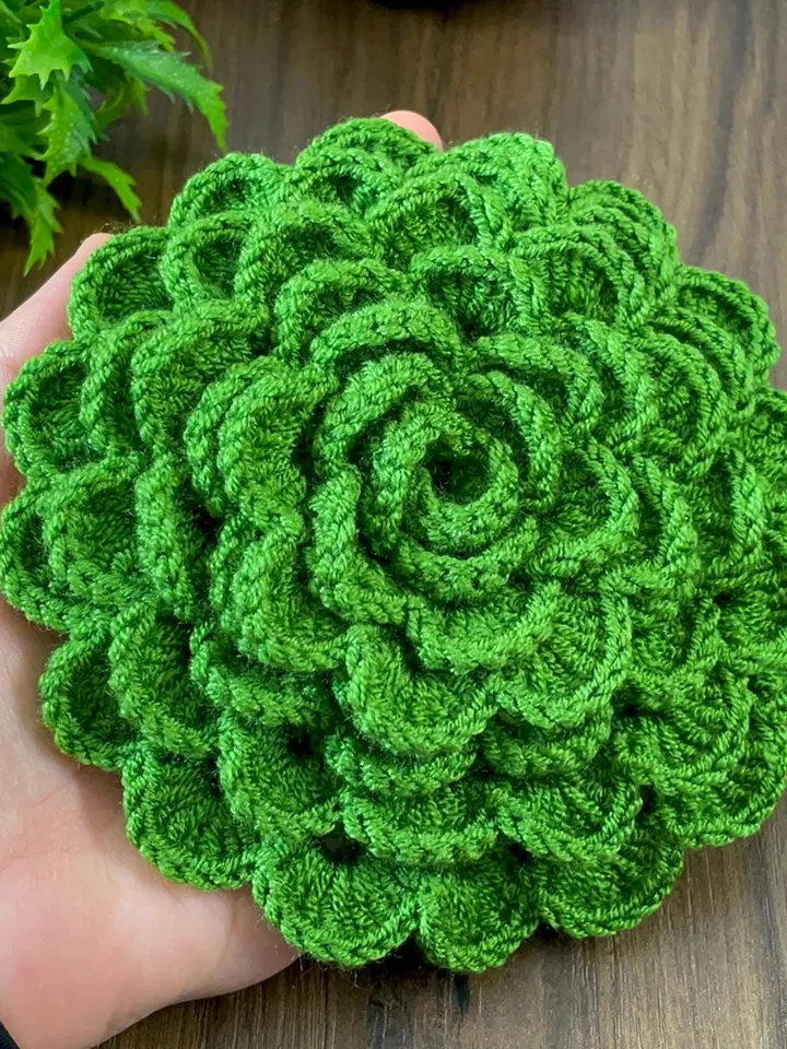 Crochet Rose and Succulent Coaster PDF Pattern, Layered Flower Crochet Design, DIY Home Decor and Handmade Gift for Nature Lovers