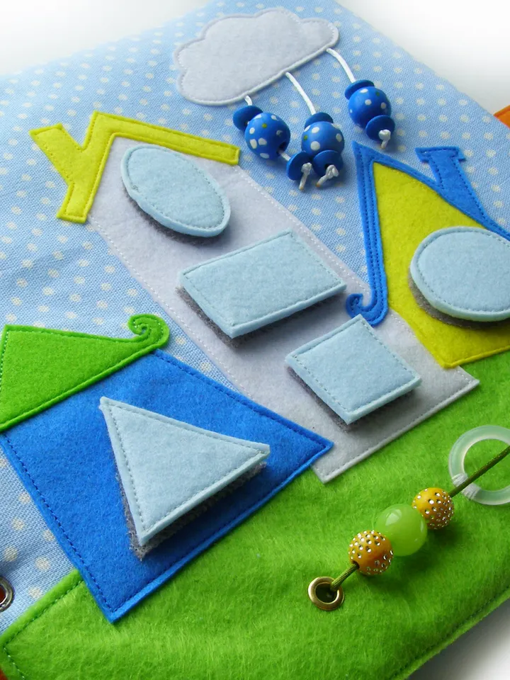 Quiet book page, Geometric Houses, PDF sewing pattern, SVG files