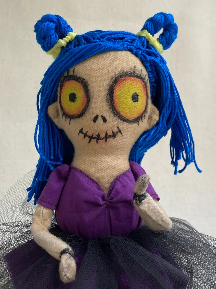 Scary doll . Halloween doll . Creepy doll . Book shelf sitter . Handmade rag doll .