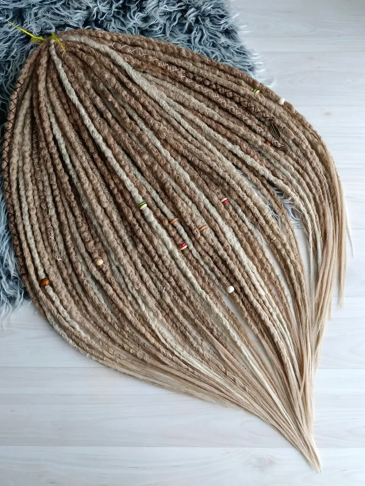 Honey blonde mix Synthetic Dreadlock extensions  Double or Single Ended dreads Natural look boho hairstyle Fake dreads Faux locs