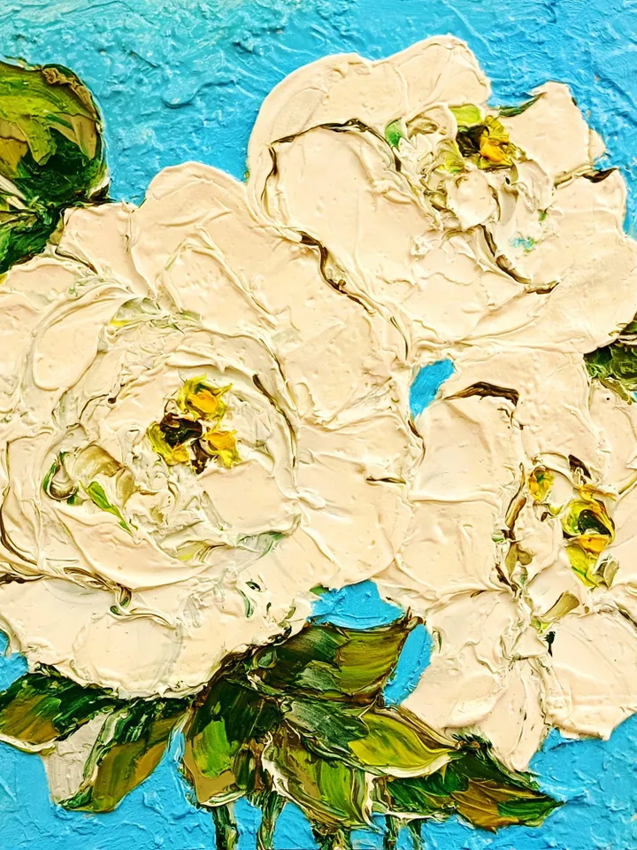 Peony Painting Floral Original Art Impasto Oil Painting Flower Wall Art Small 8 by 8 in by ArtProkopaloSv