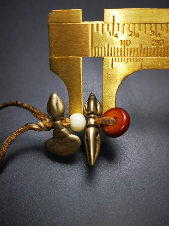 Gandhanra Antique Tibetan Amulet,Mini Kartika(knife of the dakinis) and Kila(Dorje Phurba)for Mala, Trantic Buddhism Dharma, 50 Years Old.
