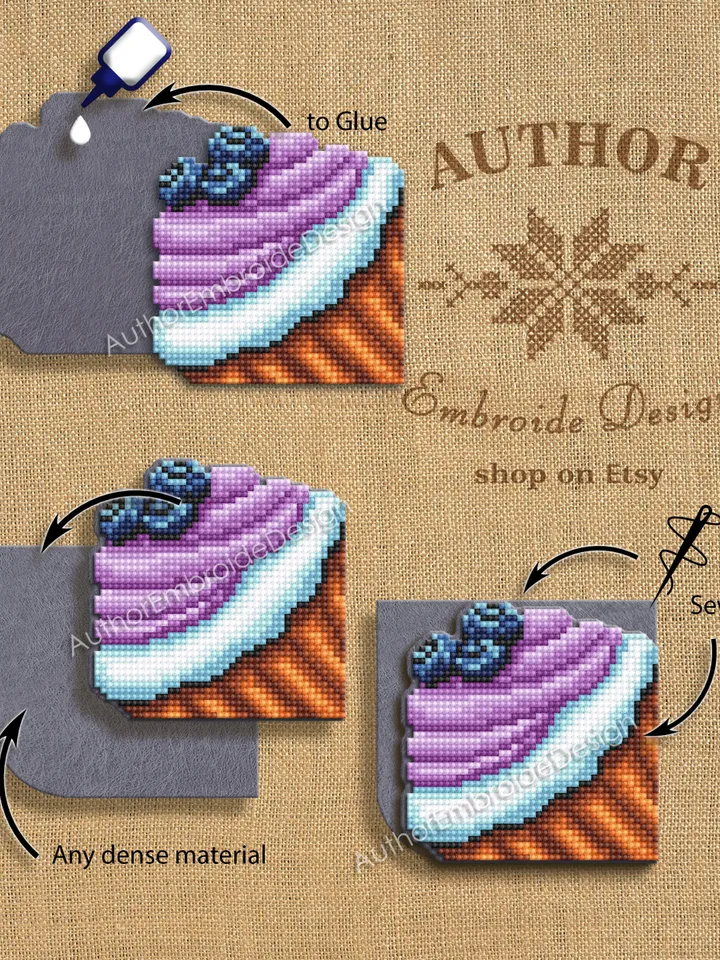 Corner bookmark cross stitch pattern PDF download Cupcake cross stitch chart, Food bookmark digital PDF, Dessert cross stitch beginner #B326