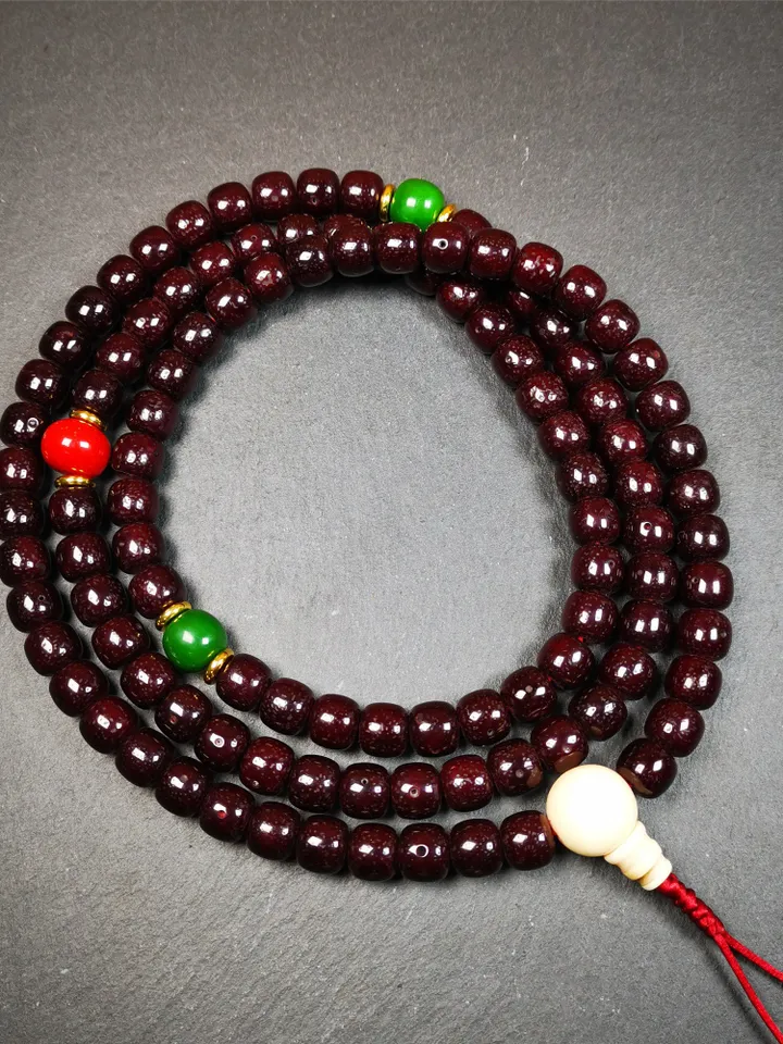 Gandhanra Large 108 10mm Lotus Seed Beads Mala,Barrel Shape Prayer Beads Necklace,Tibeatn Rosary Beads,40" Length