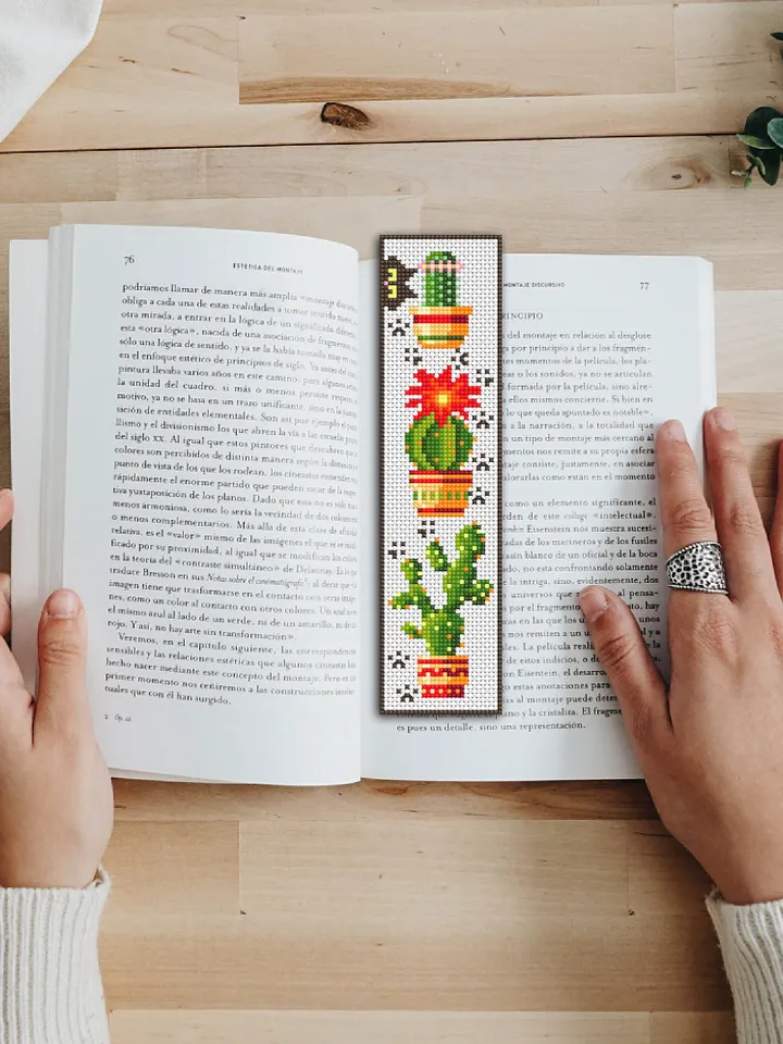 Cactus bookmark cross stitch pattern PDF download Cactus plant cross stitch chart, Cat bookmark pattern digital PDF, Book accessories #B10