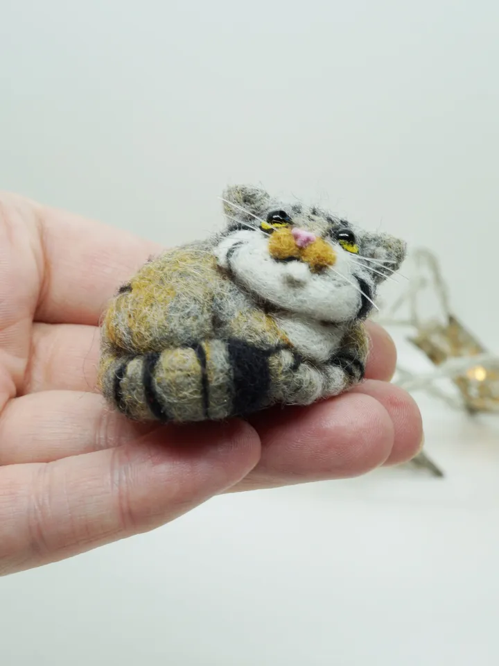Manul, the Pallas cat, miniature needle felted animal, made to order