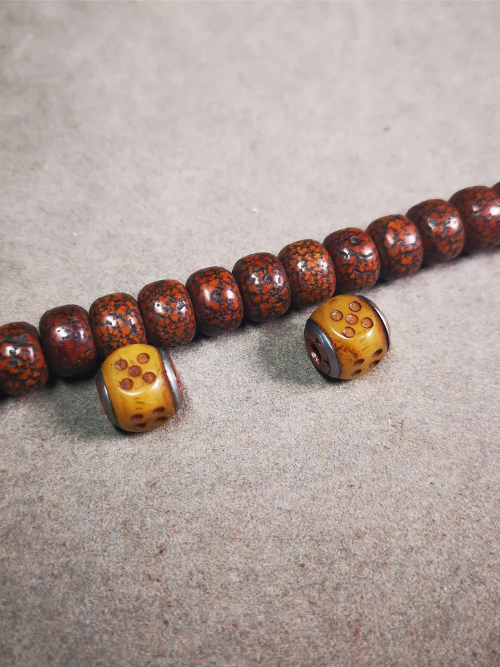 Gandhanra Yak Bone Carved Tibetan Mala Spacer Beads,Dice Marker Beads for Prayer Beads Necklace Accessories,0.43&quot; × 0.4&quot;