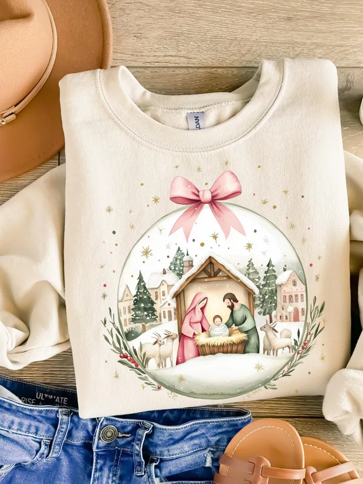 Colorful Glitter Christmas Nativity Png, Jesus Christmas Png, Baby Jesus Png, Oh Come Let Us Adore Him, Christian Christmas Png, Brushstroke