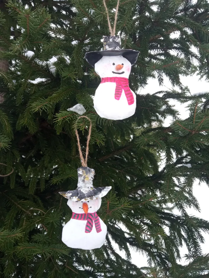 Set of snowmen for Christmas trees or home decor indoor Handmade Free shipping