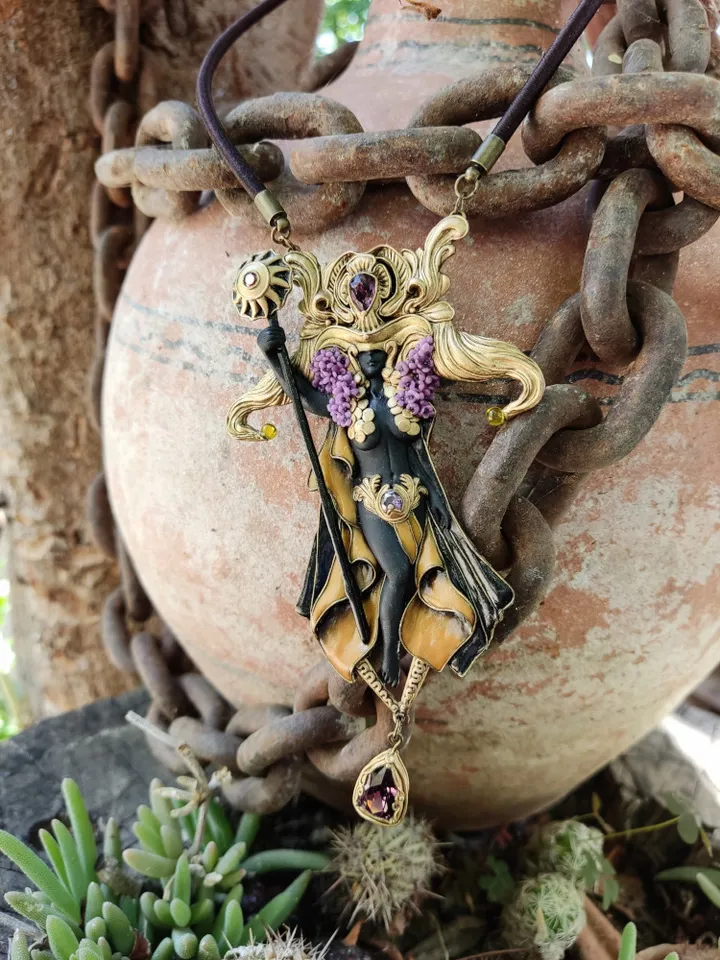 Sun Goddess Necklace, Sculpture Necklace, Unique Necklace, Collection Jewelry