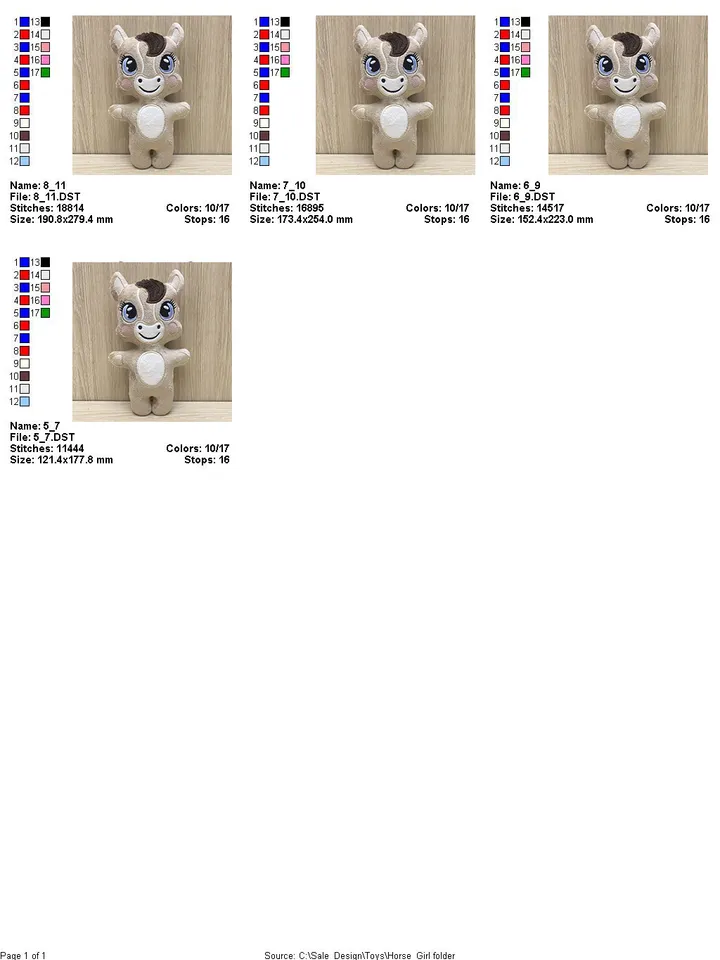 ITH Cute Horse toy soft stuffed in the Hoop Digital Design for Machine Embroidery