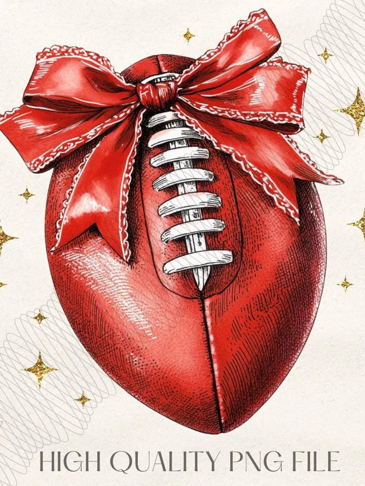 Red Football ball png, Coquette Football PNG, K City Football PNG, Game Day, Football Girly, Football Season, Red Team Football Bow