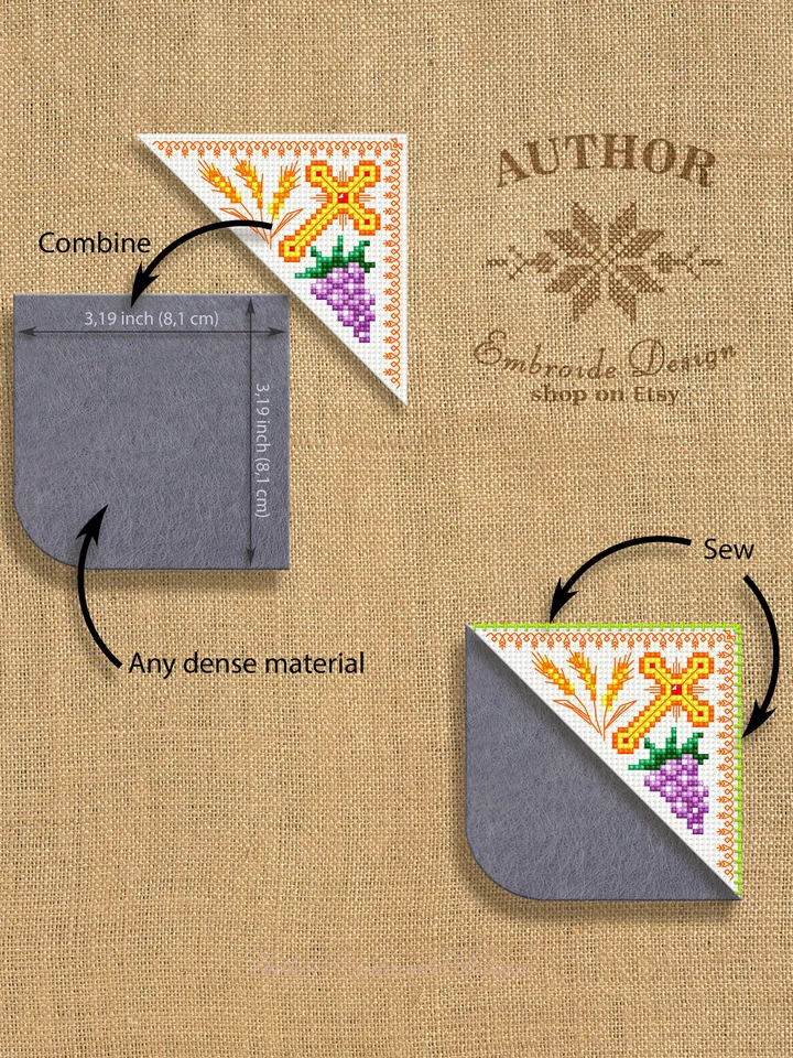 Corner bookmark cross stitch pattern PDF download Simple handmade bookmark digital PDF, Bible bookmark corner, Christian cross stitch #B130