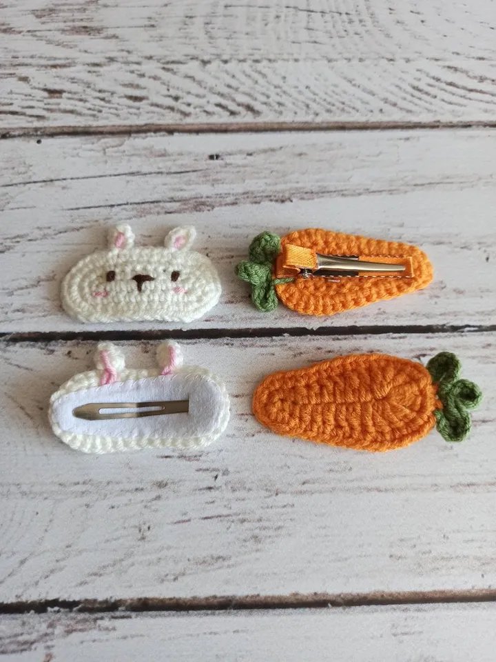 Crochet hairpin for girls,handmade hair accessories,carrot and rabbit hair clips