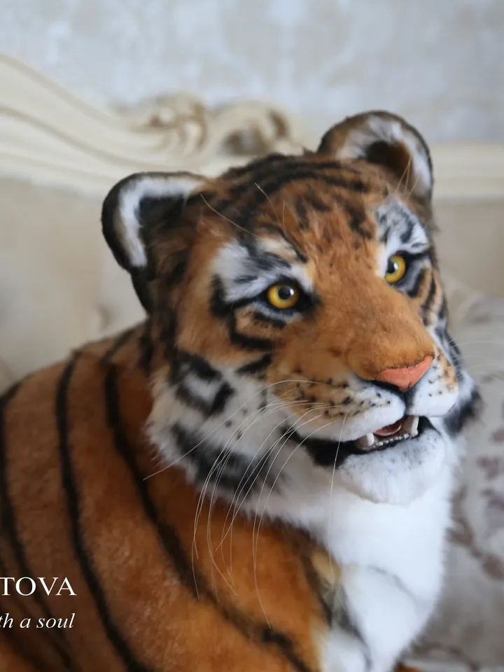 Tiger realistic plush animals. Ooak toy. Big tiger stuffed toy