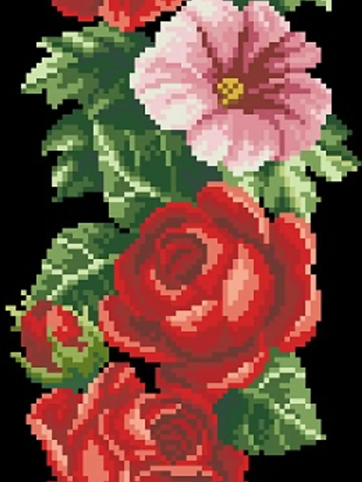 Antique Cross Stitch Pattern Royal Flowers Counted Digital Download PDF