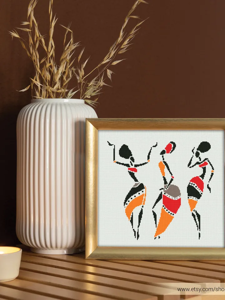 African Women silhoutte Cross stitch pattern | Embroidery Pattern | Instant Download | Embroidery Designs