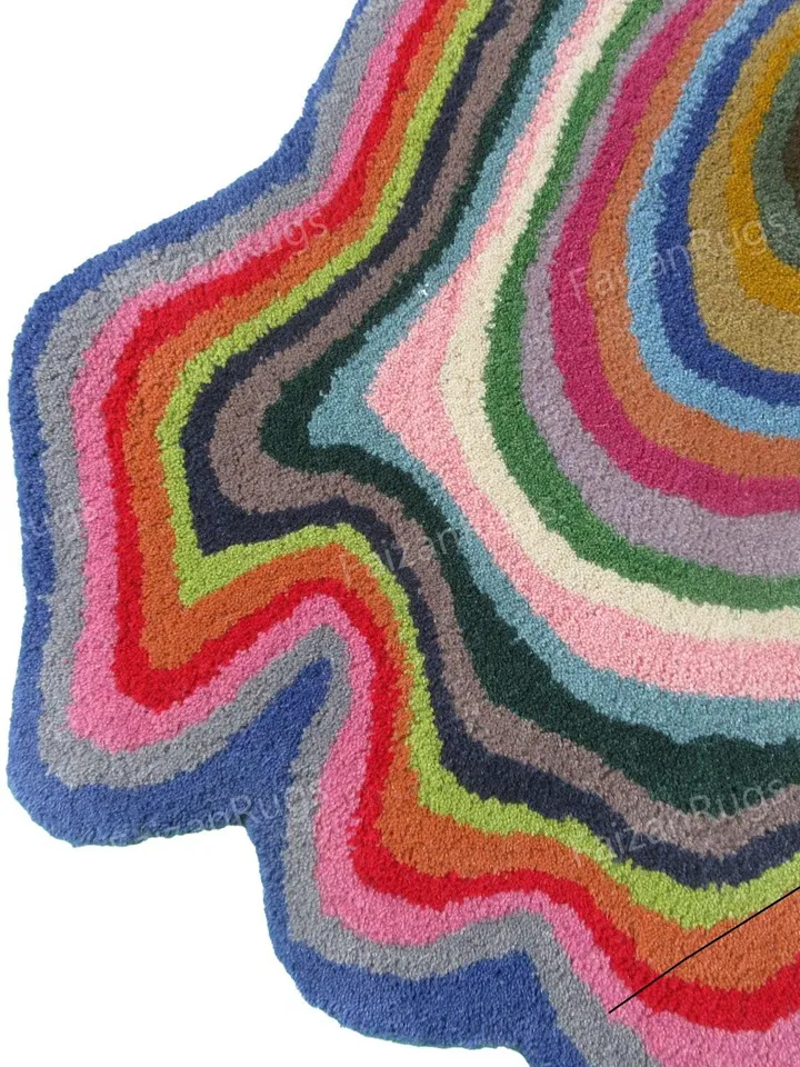 Multi Color | Irregular Shaped Hand-Tufted Vibrant Colors Wool Rug | Handmade Area Rug for Home, Bedroom, Living Room, Kids Room, Custom Rug