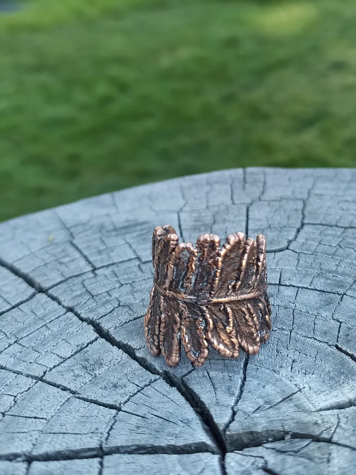 Real fern leaf ring electroformed Nature inspired jewelry Copper ring 7th anniversary gift
