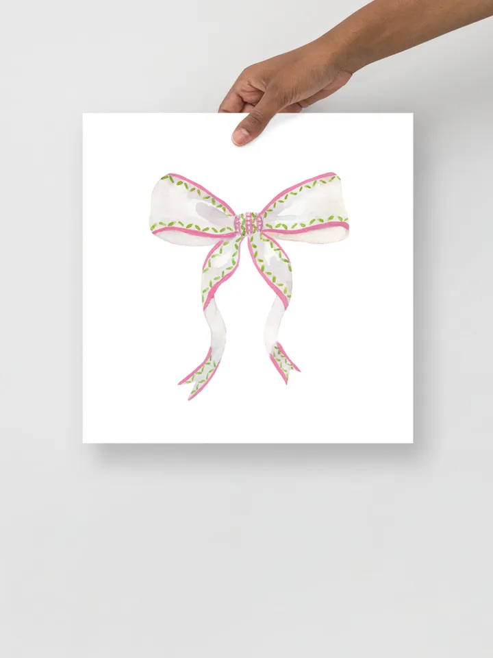 Pink Bow Watercolor Print, Baby Girl Gift, Nursery Room, Pink And White, Pink Bow Wall Art, Girly Wall Art, Vintage Bow, Green Bow Print