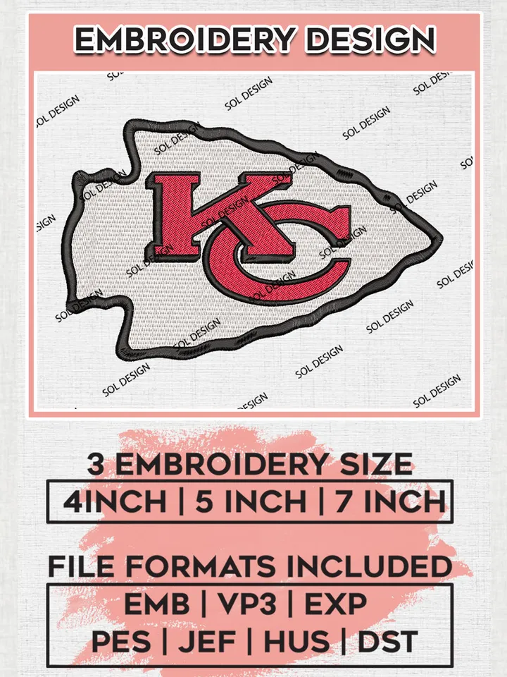 Chiefs NFL Logo Embroidery Designs, Kansas City Chiefs Football Embroidery files, NFL Teams, Machine embroidery designs, Digital Download | EMB_SPORT_45