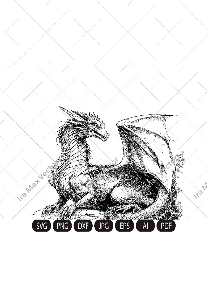 Dragon svg, Dragon with wings,Dragon detailed, Dragon Clipart, Dragon Vector, Chinese Dragon,Fantasy Dragon ,Asian dragon,Dragon Silhouette