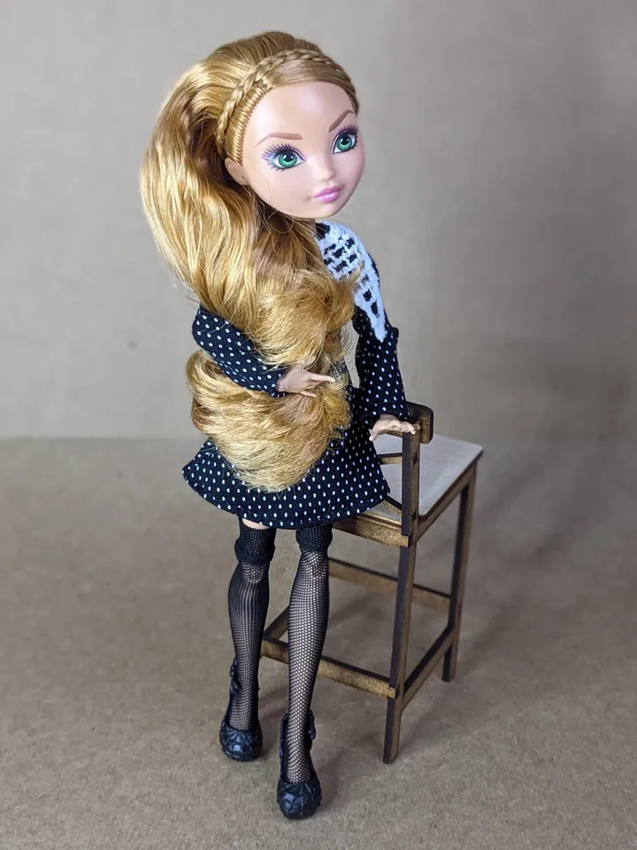 Handmade polka dot black dress for 10.5-inch female dolls (MH, EAH)
